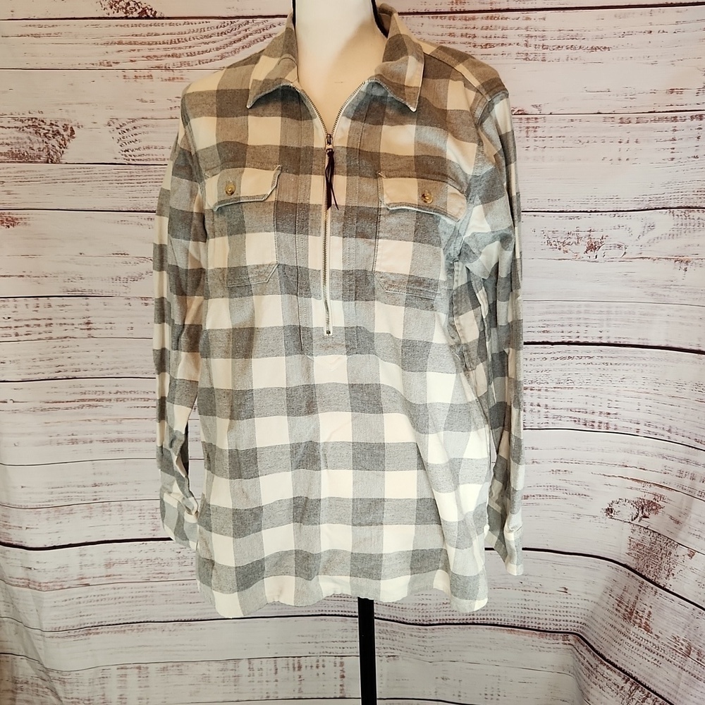Champs women's 1/4 zip flannel pullover shirt